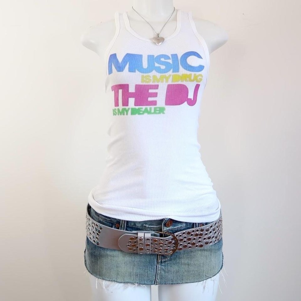 y2k music is my graphic ribbed tank top racerback cami